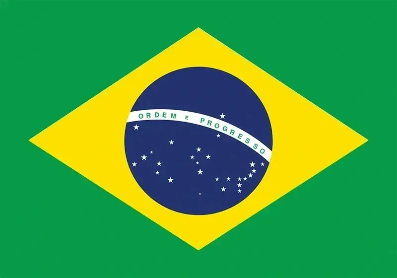 A flag of brazil with the colors blue, green and yellow.